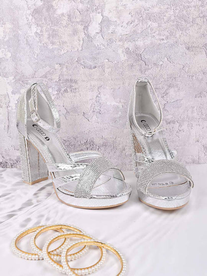 Women, Women Footwear, Silver Sandal