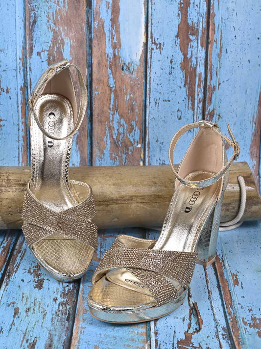 Women, Women Footwear, Gold Sandal