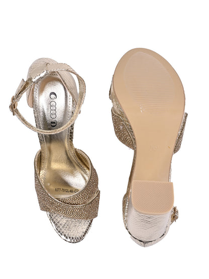 Women, Women Footwear, Gold Sandal