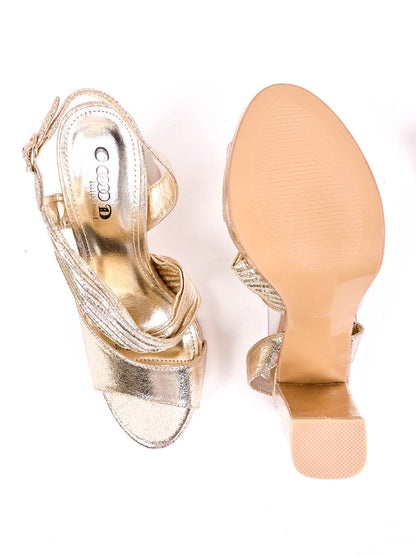 Women, Women Footwear, Gold Sandal