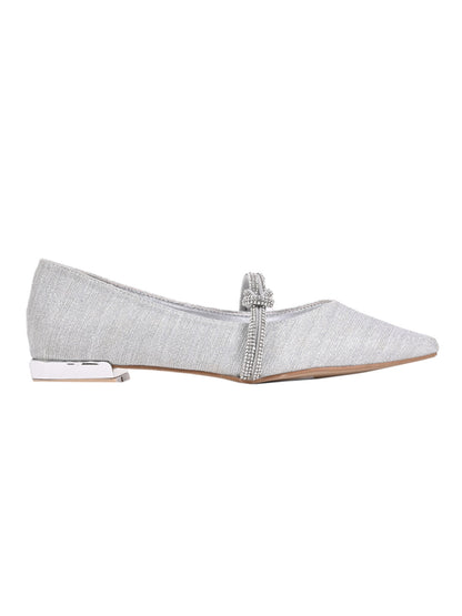 Women, Women Footwear, Silver Ballerinas