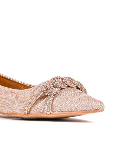 Women Champage Embellished Ballerinas