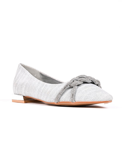 Women, Women Footwear, Silver Ballerinas