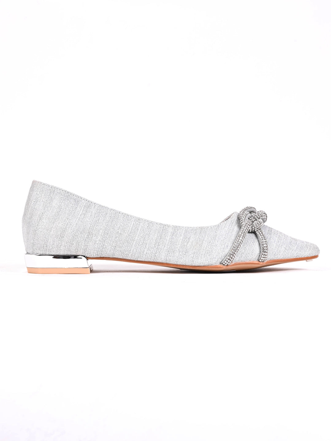 Women, Women Footwear, Silver Ballerinas