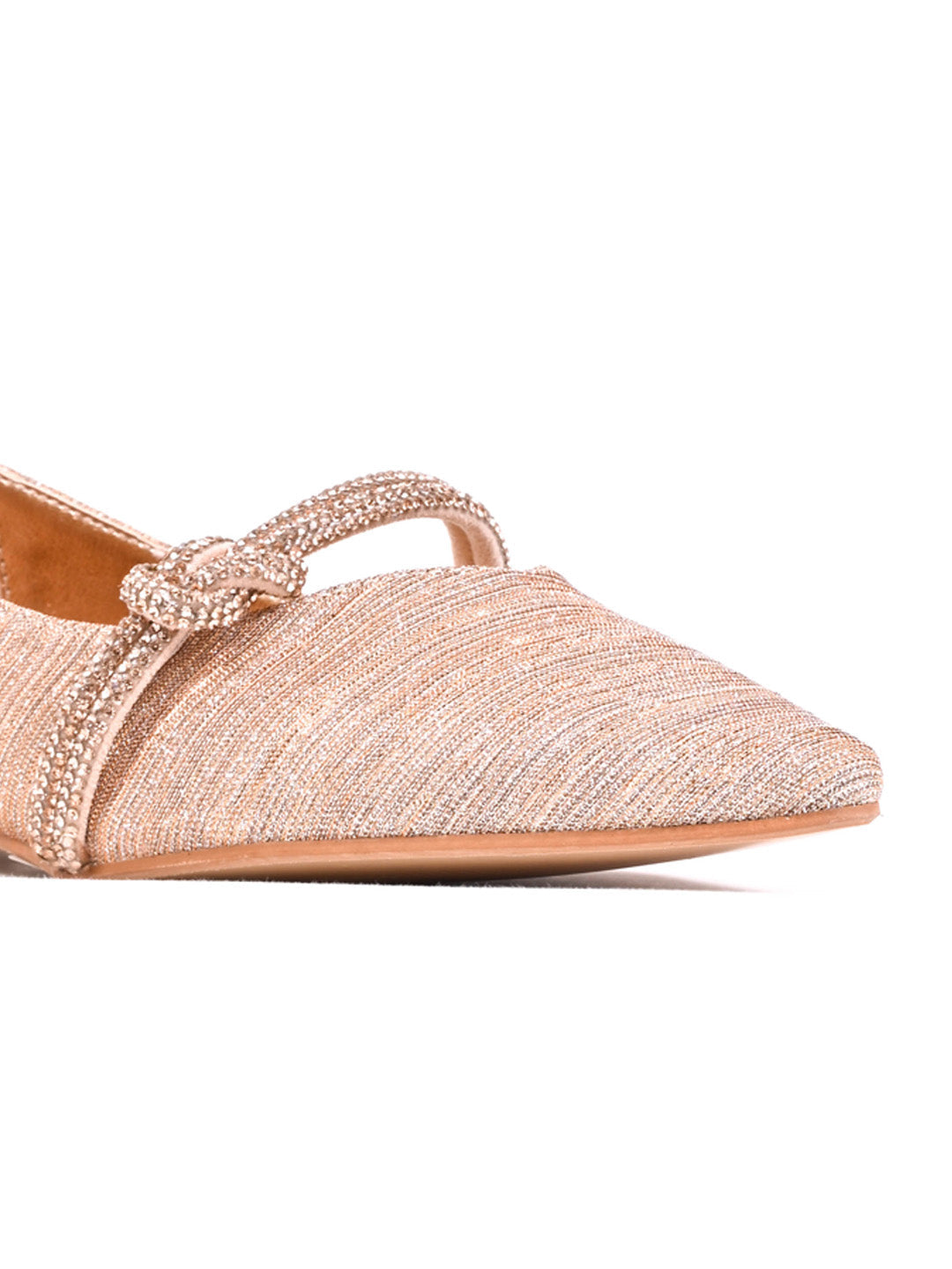 Women Champage Embellished Ballerinas