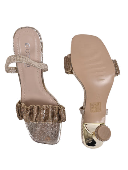 Women, Women Footwear, Gold Sandal