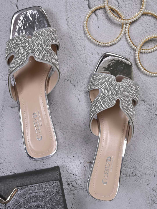 Women, Women Footwear, Silver Sandals