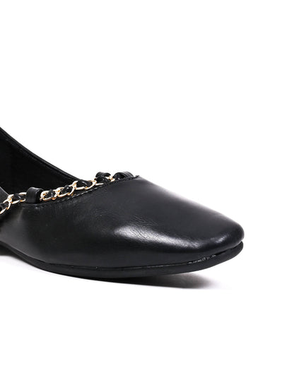 Women Black Solid Ballerinas