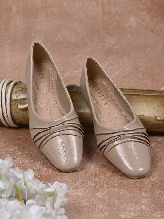 Women, Women Footwear, Beige Ballerinas