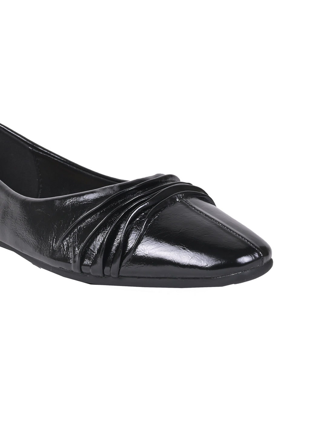 Women Black Perforated Ballerinas