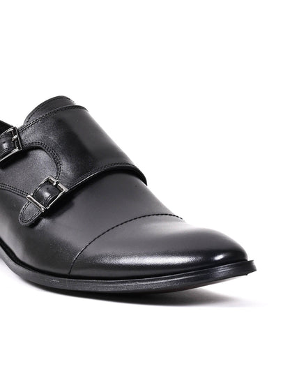 Men, Men Footwear, Black Monk Formal Shoes