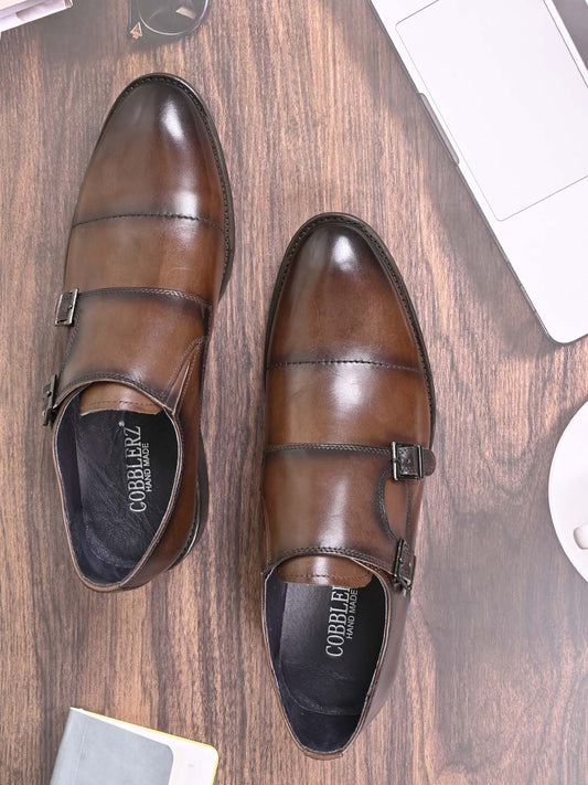 Men, Men Footwear, Brown Monk Formal Shoes