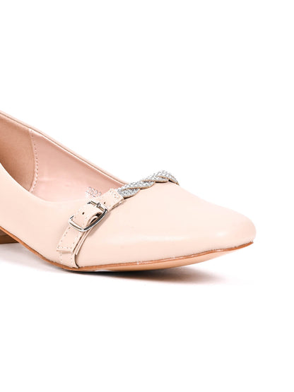 Women Beige Embellished Ballerinas