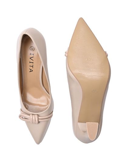 Women Beige Solid Stilettos