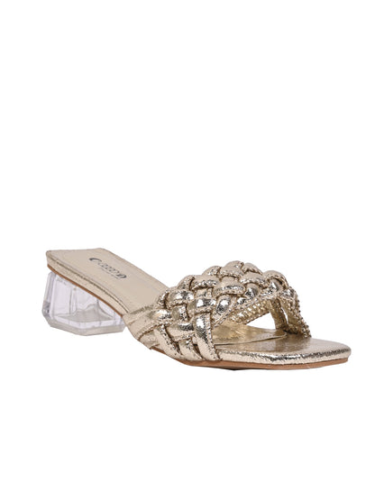 Women, Women Footwear, Gold Sandal