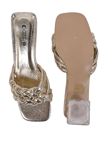 Women, Women Footwear, Gold Sandal