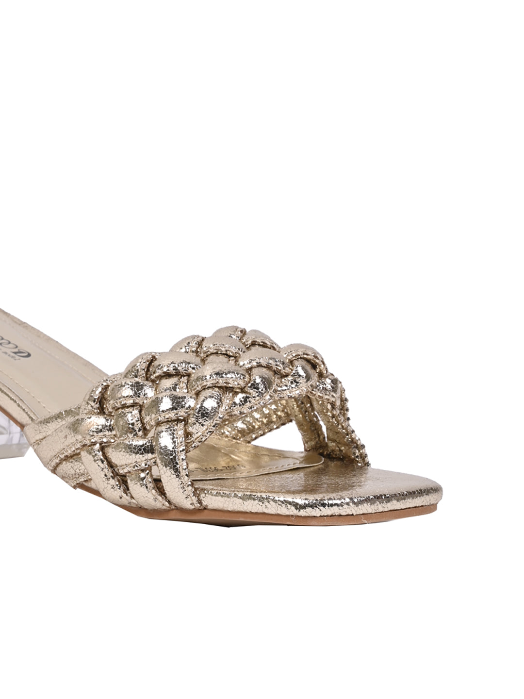 Women Gold Woven Design Sandal