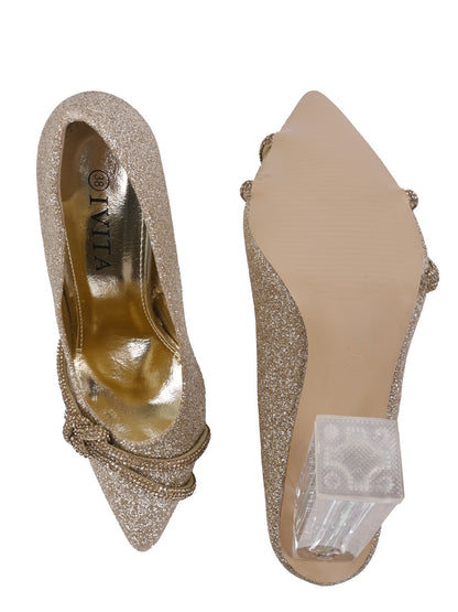 Women Gold Embellished Pumps