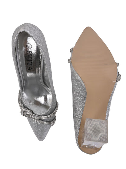 Women Silver Embellished Pumps