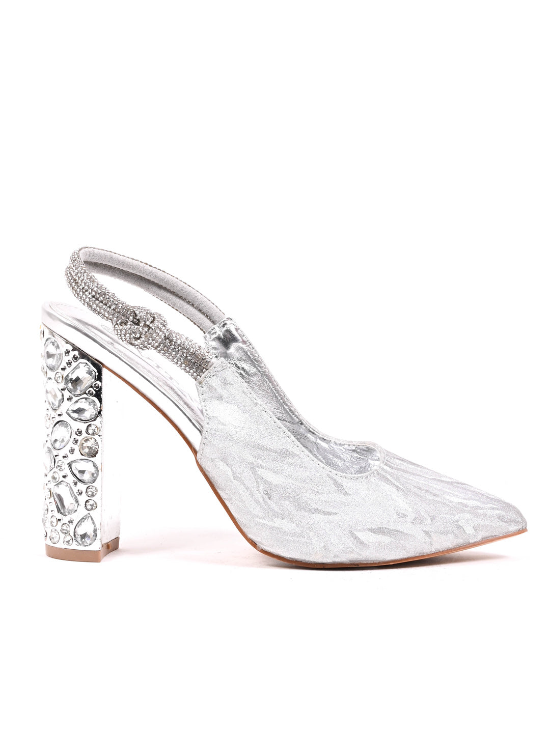 Women, Women Footwear, Silver Pumps