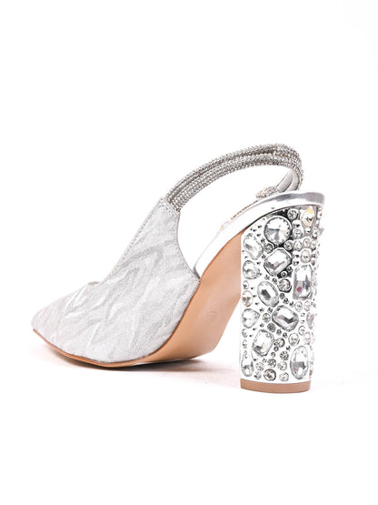 Women, Women Footwear, Silver Pumps