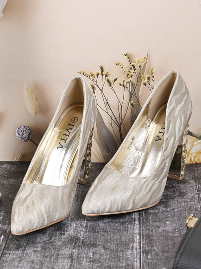 Women, Women Footwear, Gold Pumps