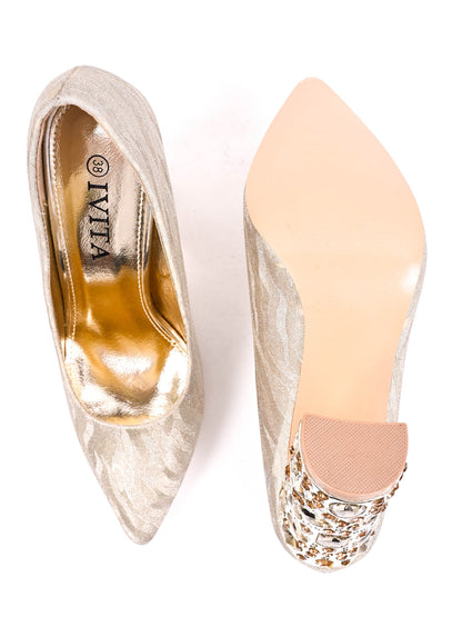 Women Gold Textured Pumps