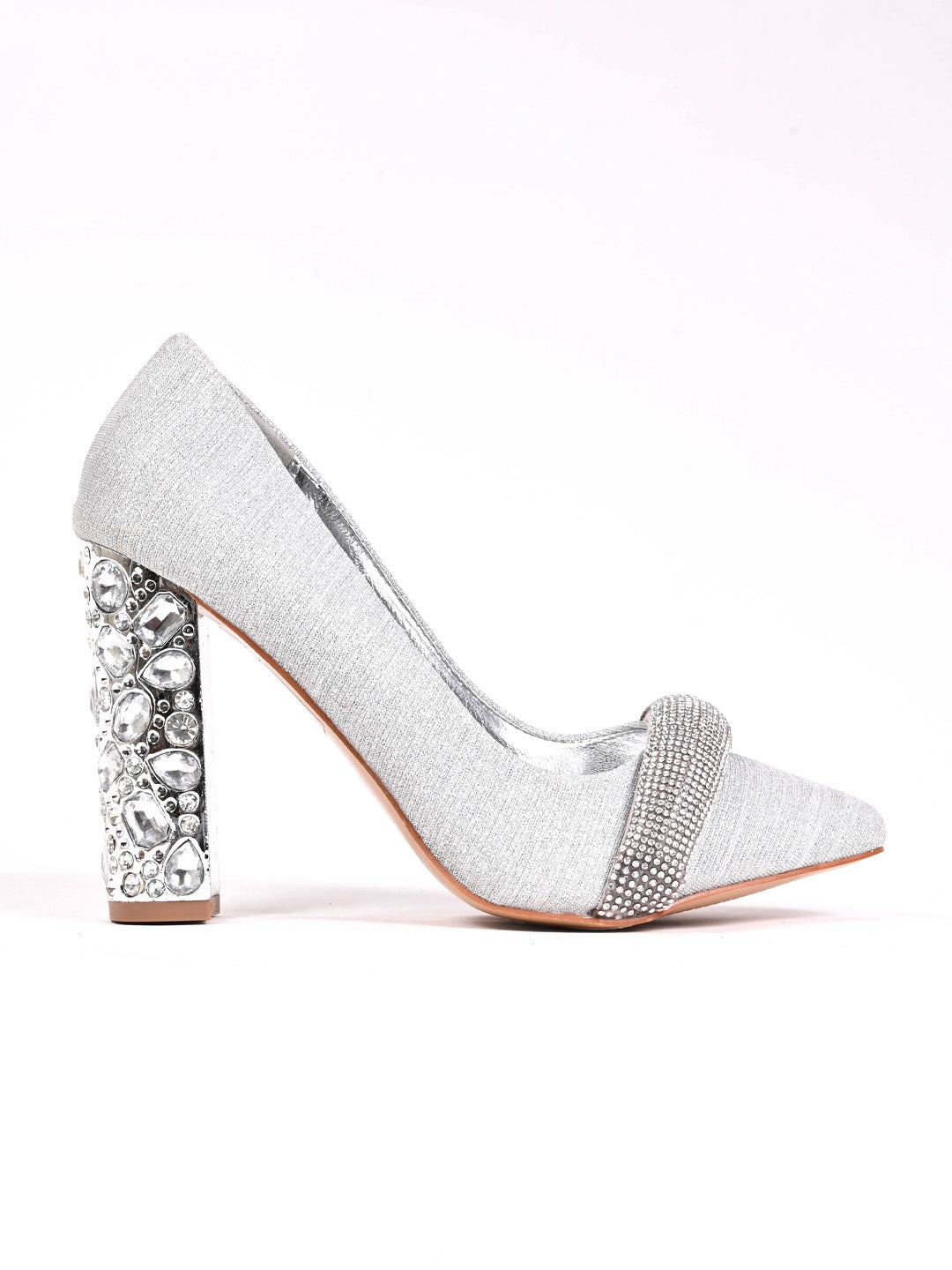 Women, Women Footwear, Silver Pumps