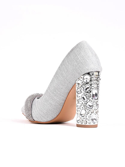 Women, Women Footwear, Silver Pumps