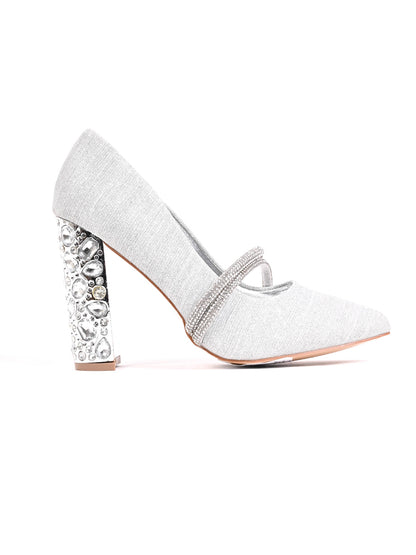 Women, Women Footwear, Silver Pumps