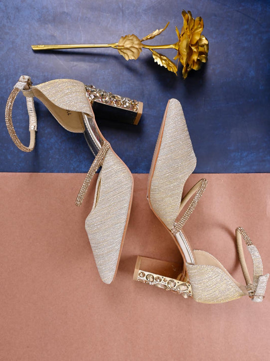 Women, Women Footwear, Gold Pumps