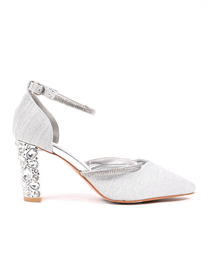 Women, Women Footwear, Silver Pumps