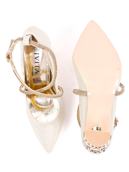 Women Gold Embellished Pumps