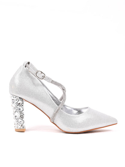 Women, Women Footwear, Silver Pumps