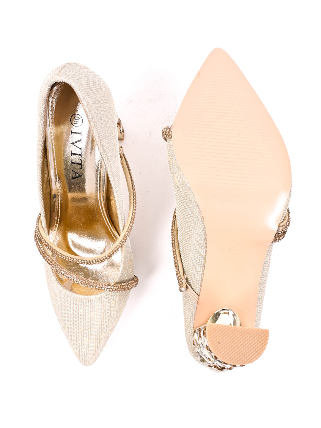 Women Gold Embellished Pumps