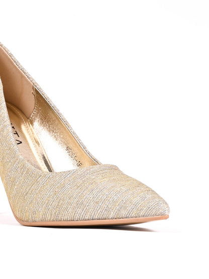 Women Gold Textured Stilettos