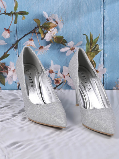 Women, Women Footwear, Silver Stilettos