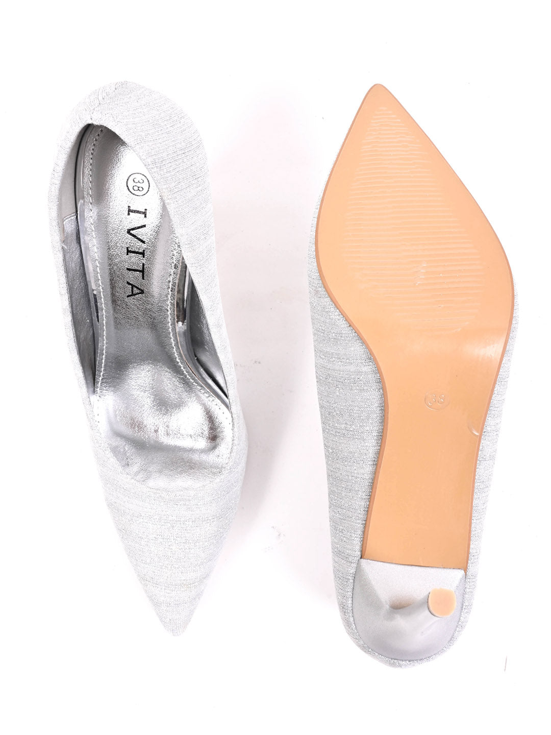 Women Silver Textured Stilettos