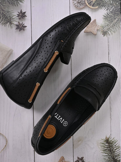 Women, Women Footwear, Black Loafers