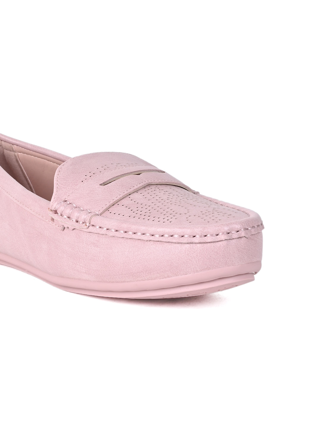 Women Pink Perforated Loafers