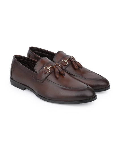 Men Brown Solid Tassel Loafers