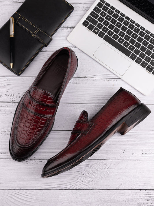 Men, Men Footwear, Burgundy Loafers