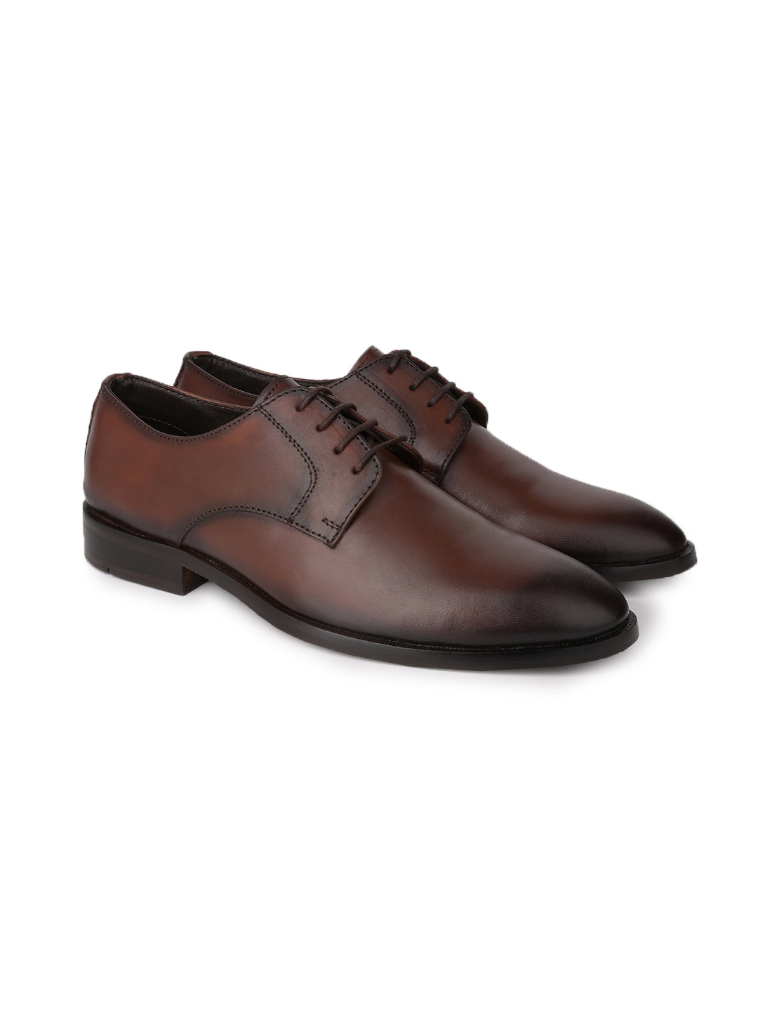 Men Coffee Solid Derby Formal Shoes