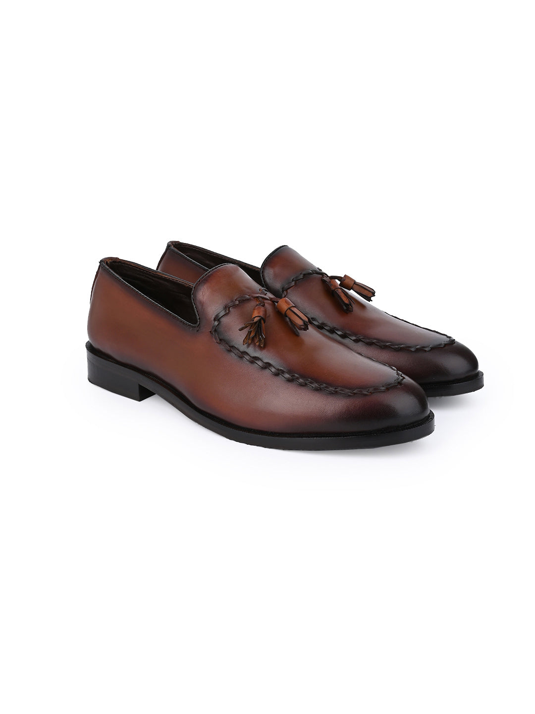 Men Brown Solid Tassel Loafers