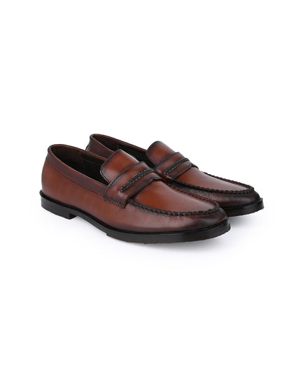 Men Brown Solid Formal Loafers