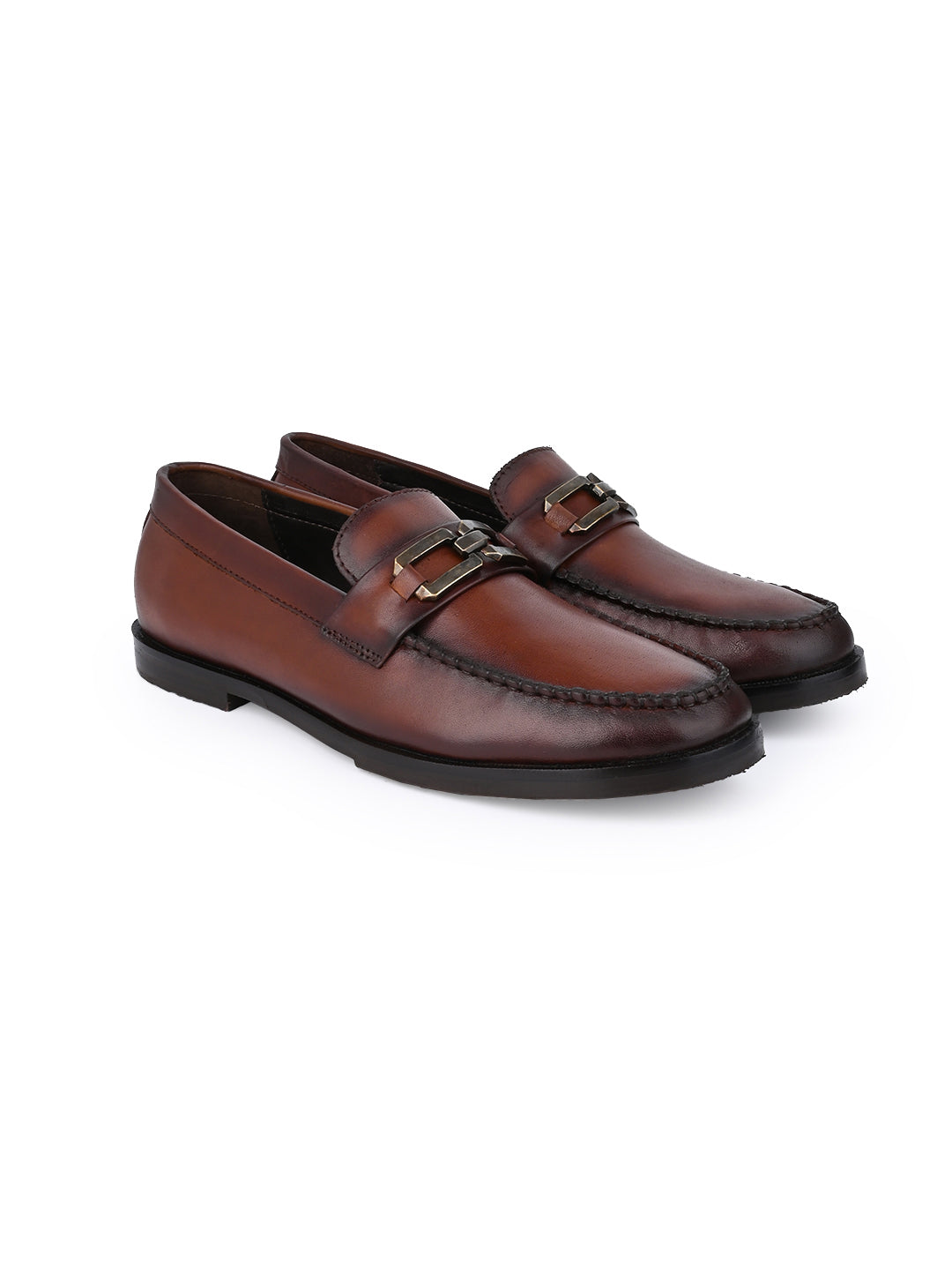 Men Brown Solid Formal Loafers