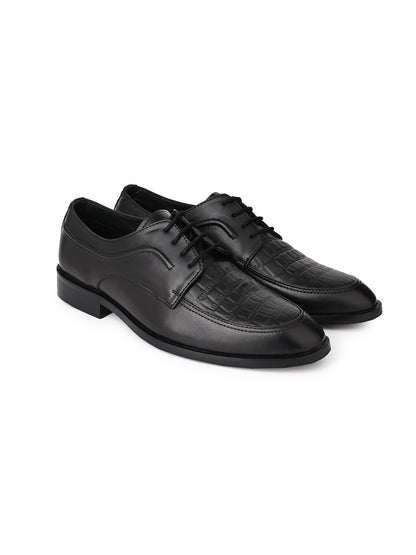 Men Black Animal Print Derby Shoes