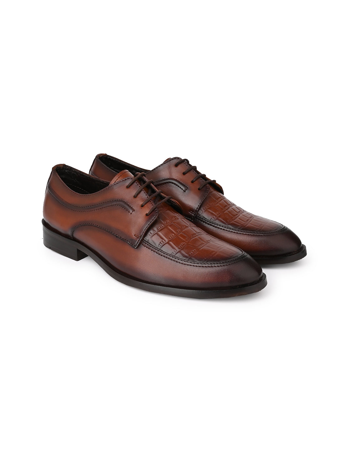 Men Brown Animal Print Derby Shoes