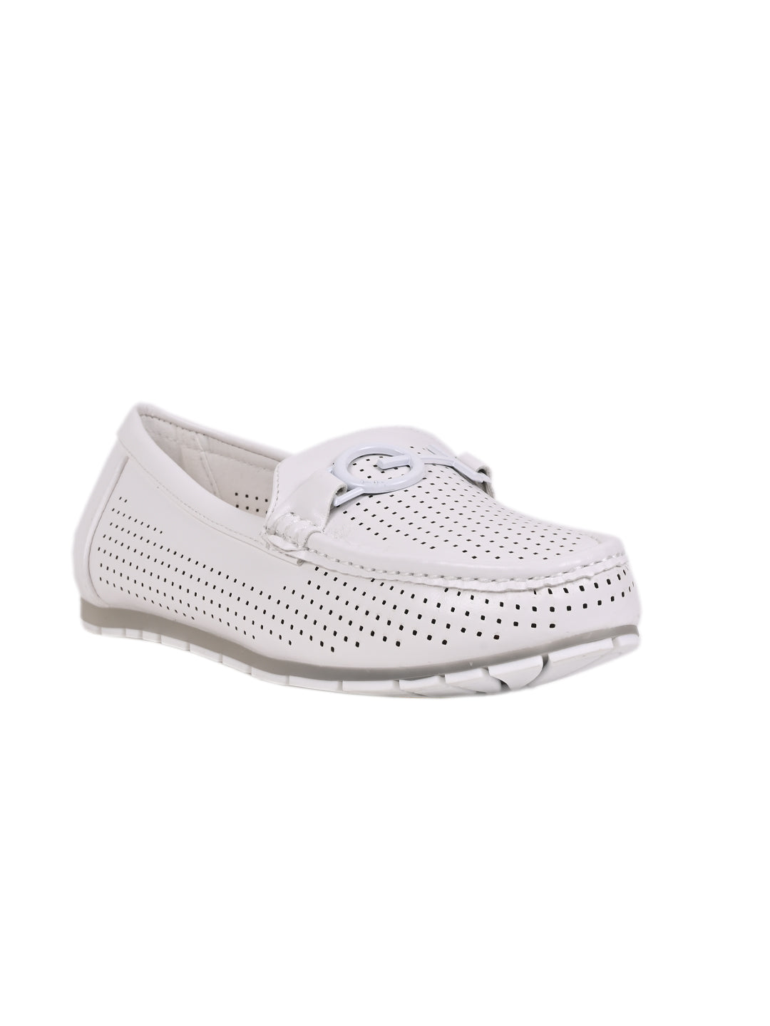 Women, Women Footwear, White Loafers