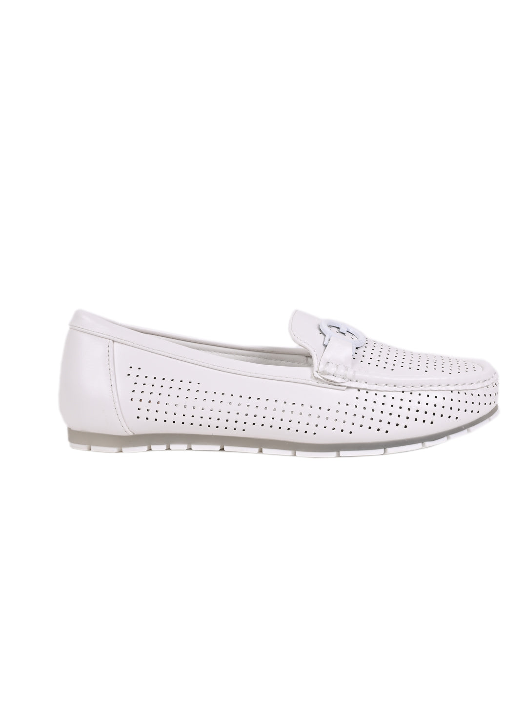 Women, Women Footwear, White Loafers